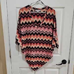 Jennifer Lopez Multicolor Chevron Sparkle Poncho